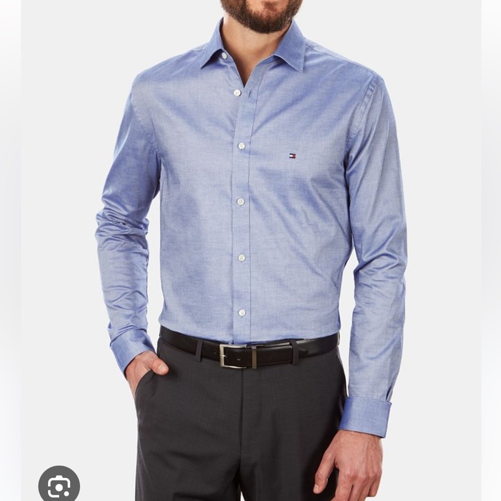 Tommy Hilfiger Slim Fit Long Sleeve Button Down Shirt Sz XL - neck 17-1/2